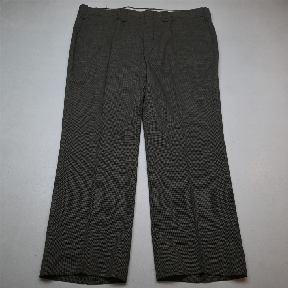 Vtg USA Made Circle S 42x30 Gray Houndstooth Wool Wester‎ Bootcut Dress Pants